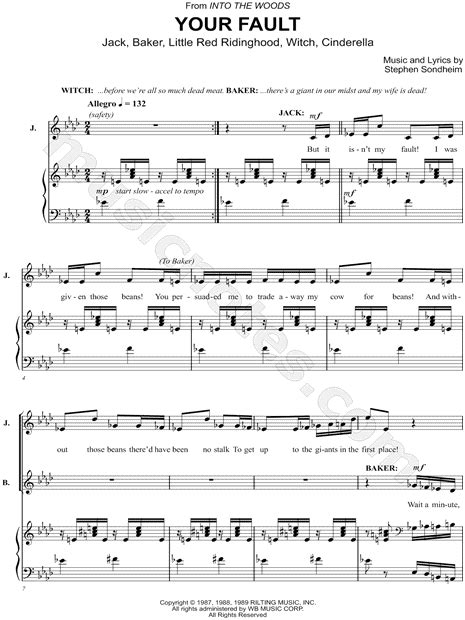 Your Fault From Into The Woods Sheet Music In Ab Major Download And Print Sku Mn0144042