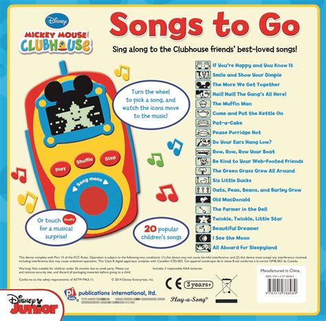 Disney Mickey And Minnie Digital Music Player Board Book Songs To Go