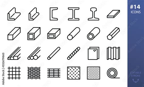 Vecteur Stock Rolled Steel Vector Icons Set Set Of Metal Products