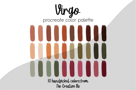 Virgo Zodiac Sign Colour Palette For Procreate 30 Colours/swatches