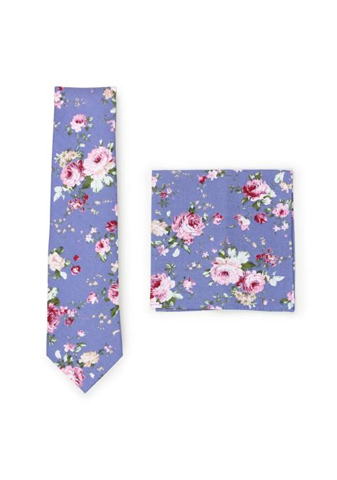 Vintage Floral Tie Hanky Skinny Cotton Tie Pocket Square In