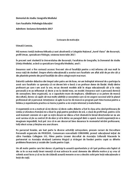 Model - Scrisoare de Motivatie