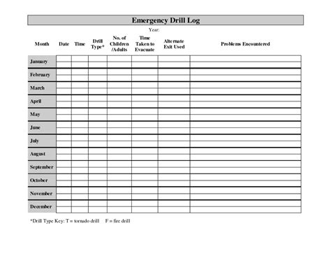 Free to download and print. Printable Monthly Fire Drill Log - LIfestyle ...
