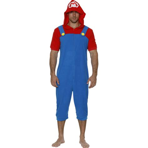 Super Mario Bros Mens Union Suit Super Mario Costume Hooded Onesie