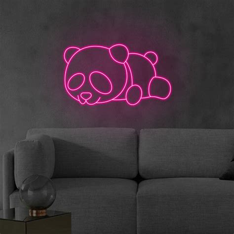 Lazy Panda Neon Sign Lying Panda Led Neon T Panda Neon Light Deco