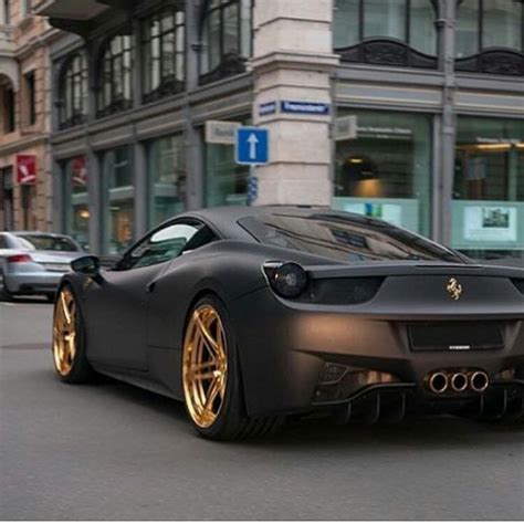 Matte Black X Gold Chrone Ferrari 458 Italia Vehicles