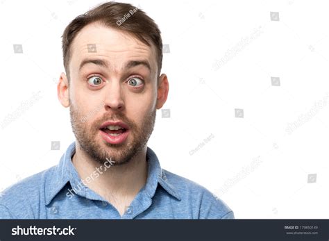 Attractive Young Bearded Man Comic Expression Stock Photo 179850149