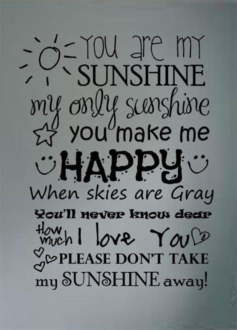 Pin By Lona Bega On Music And Song Lyrics Word Wall Art Sunshine Songs You Are My Sunshine
