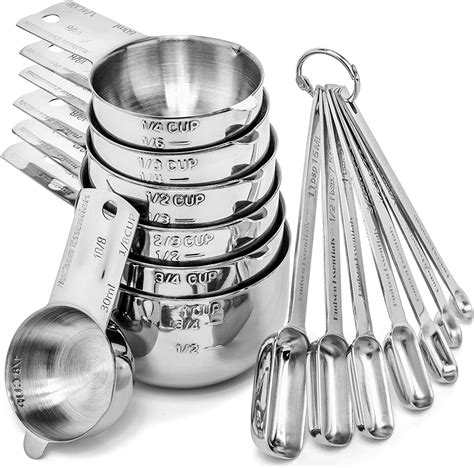 Amazon.com: Hudson Essentials Stainless Steel Measuring Cups and Spoons ...