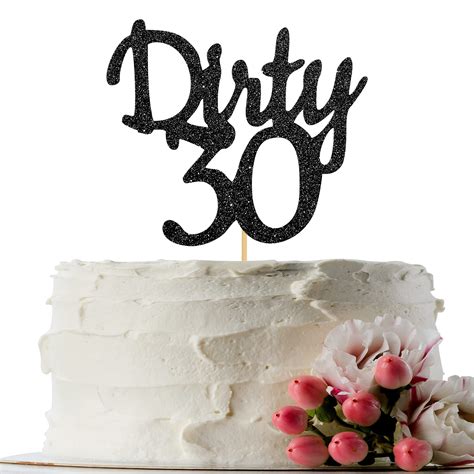 Buy Black Glitter Dirty 30 Cake Topper Thirty Sign Happy 30th