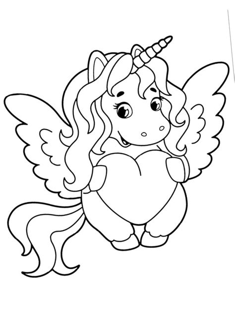 Dibujos para colorear unicornio con corazón Dibujosparaimprimir es
