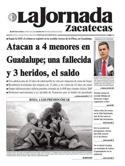 Se espera que refuerzos militares permanezcan en la región de calera hasta mediados de septiembre | portada, sociedad y justi… La Jornada Zacatecas Miércoles 23 de Enero de 2019 by La ...