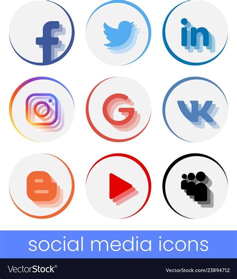 Set Of Circle Popular Social Media Logos Move Vector Image On