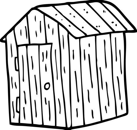 Line Drawing Cartoon Wooden Shed 12151936 Vector Art At Vecteezy