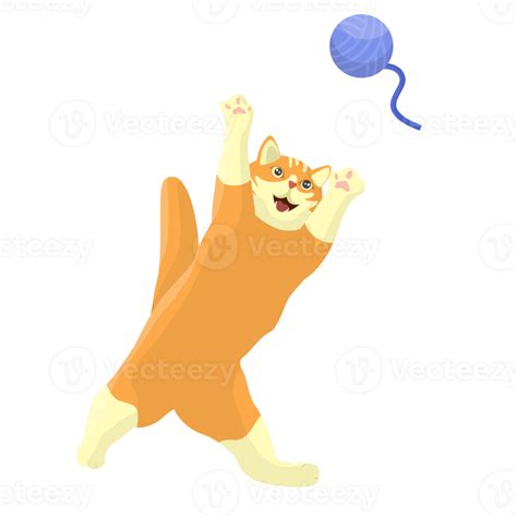 Happy Cat Playing Ball Illustration 27250320 Png