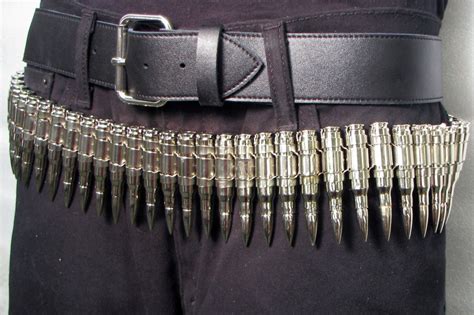 M60 Bullet Belt Full Silver Wsilver Link Large