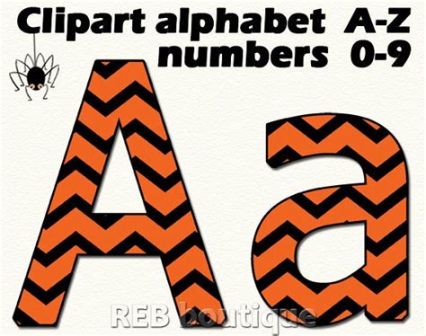 Clipart Halloween Alphabet Black Orange Chevron Clip Art