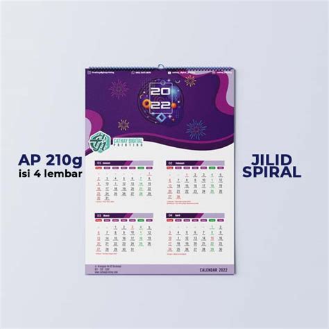 Tinjauan Kalender Dinding 4 Lembar Tahun 2023 Kalende