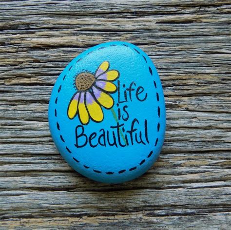 Life Is Beautiful Painted Rockdecorative Accent Stone Etsy In 2020