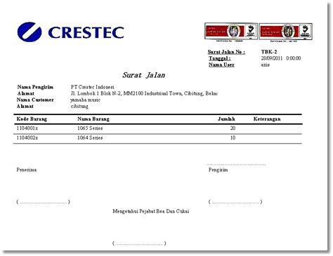 Surat jalan merupakan dokumen penting yang perlu dibawa saat melakukan pengiriman barang. Contoh Surat Jalan Pengiriman Barang Format Excel - Surat F