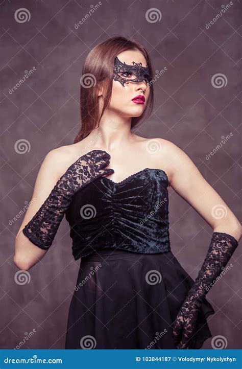 Woman In Black Mask Stock Image Image Of Legs Corset 103844187