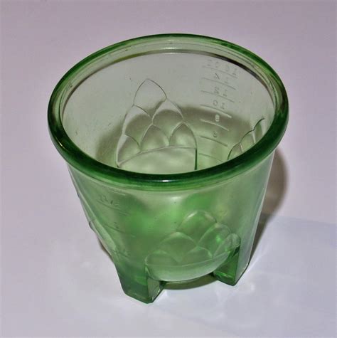 Vintage Hazel Atlas Vaseline Glass Measuring Cup Ounces Town Green Com