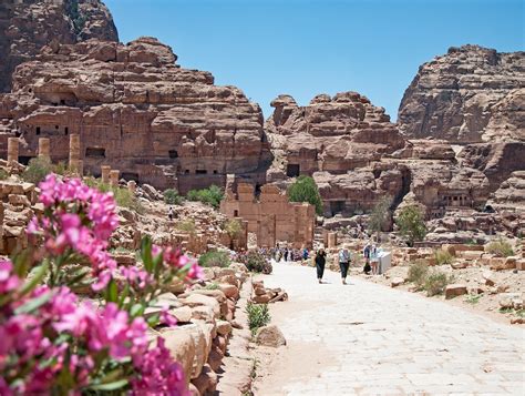 A Walk Down The Colonnaded Street In The Lost City Of Petra Jordan