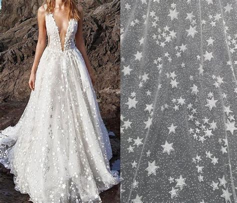 Star Glitter Fabric Soft Ivory White Tulle Bridal Bridesmaid Etsy