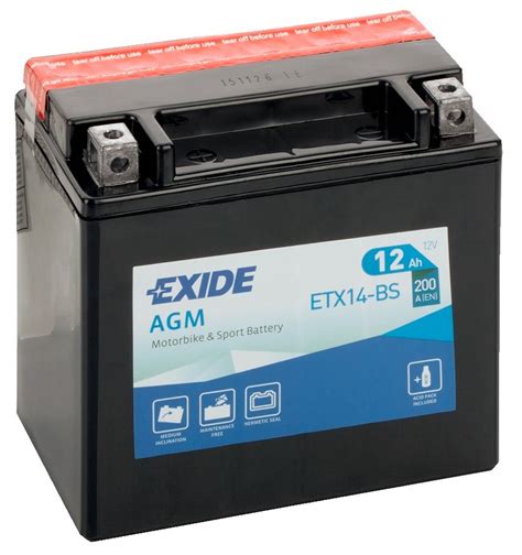 Etx14 Bs Exide Motorcycle Battery 12v 12ah 200a Ytx14 Bs By Part