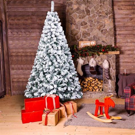 7ft Artificial Christmas Tree For Outdoor Xmas Pine Tree With Snow