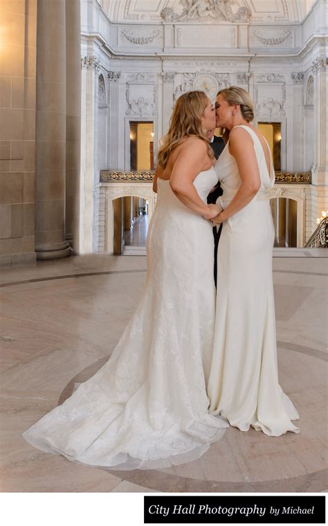 San francisco city hall wedding photo gallery. Wedding Girls First Kiss at SF City Hall Ceremony - San ...