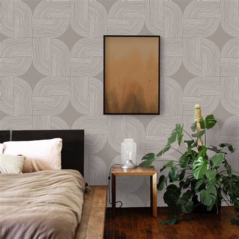 Taupe Lines Wallpaper Peel And Stick The Wallberry