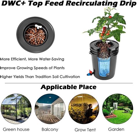 Bavnnro Dwc Hydroponic Bucket System Recirculating Top Feed Drip