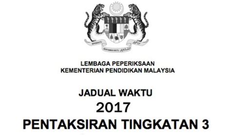 Terdapat 3 jenis instrumen dalam peperiksaan pt3 iaitu : Jadual Waktu Peperiksaan PT3 2017 - IDEA TERKINI