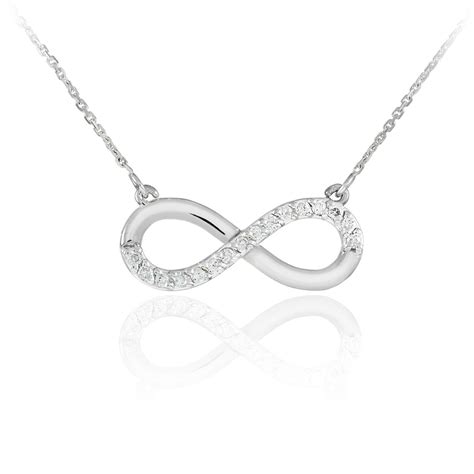 925 Sterling Silver Infinity Pendant Cz Necklace