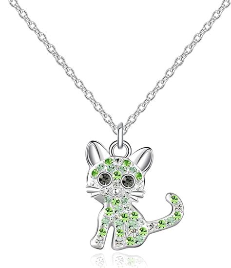 Cute Girls Kitty Necklace Simulated Diamond Kitty Cat Pendant Jewelry Gold Diamond Shop