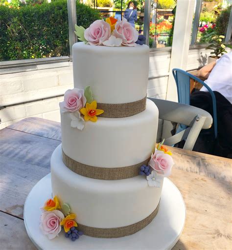 Wedding Cake With Spring Flowers Etoile Bakery