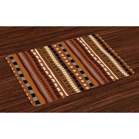 Tribal Placemats Set Of 4 Ethnic African Pattern Stripes With Vintage