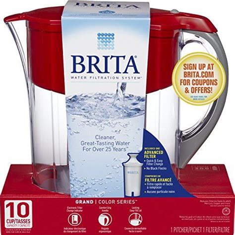 Brita Large Cup Grand Water Pitcher With Filter Bpa Free Red All Hiking Com