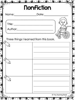 Book Report Templates for Kinder and First Graders by Tiny Teaching Shack