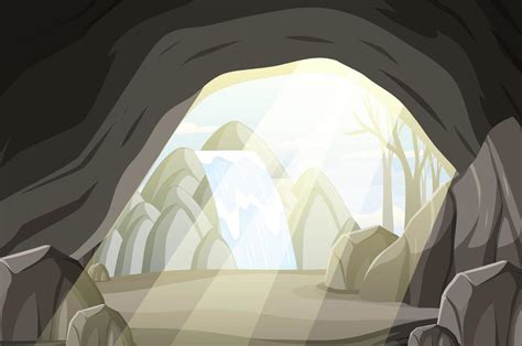 Dentro Del Paisaje De La Cueva En Estilo De Dibujos Animados 6892631