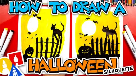 draw  spooky halloween night silhouette art