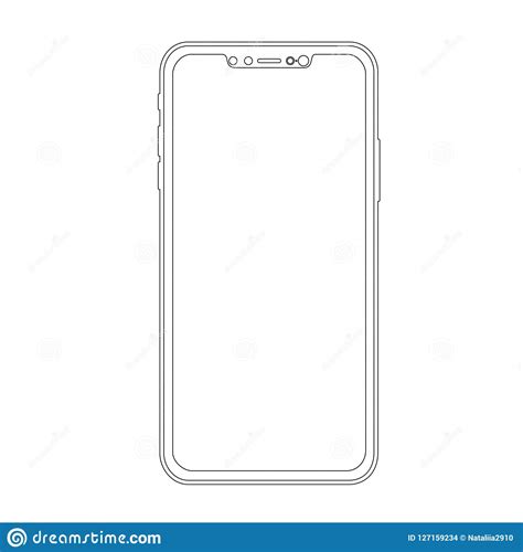 Vector Illustration Outline Drawing Modern Smartphone Line Style