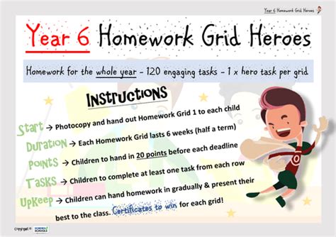Year 6 Homework Grid Heroes Full Scheme 6 X Homework Grids