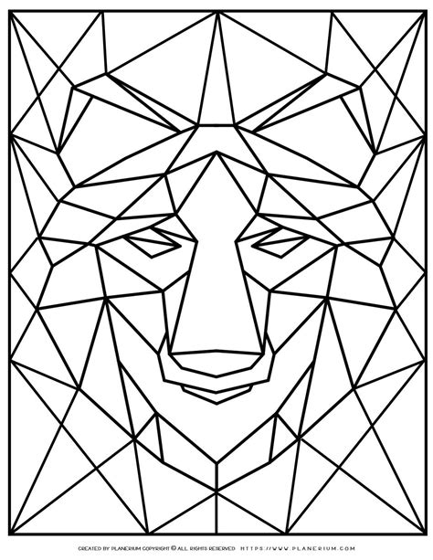Animal Coloring Pages Geometric Wolf Planerium Geometric Coloring