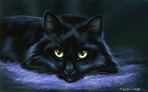 Black Cat Print Adorable By Irina Garmashova Etsy