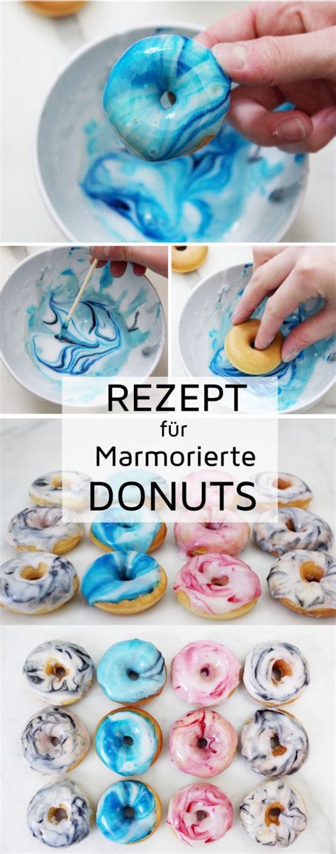Die marmorierten gegenstände kann man nur mit der hand spülen. Mini Donuts backen mit Marmormuster: Einfaches Party ...