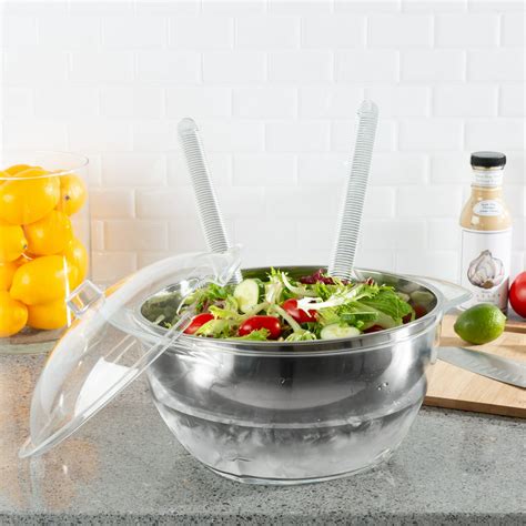 Salad Bowl With Lid And Utensils 5pc Cold Serving Dish Set With Ice