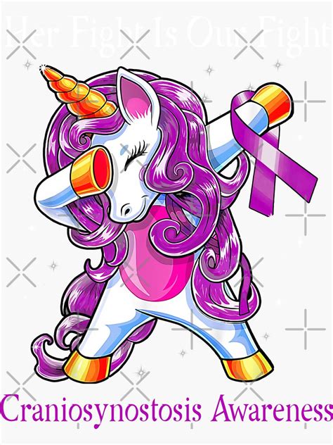 cute unicorn her fight is our fight craniosynostosis awareness sticker for sale by clemons604