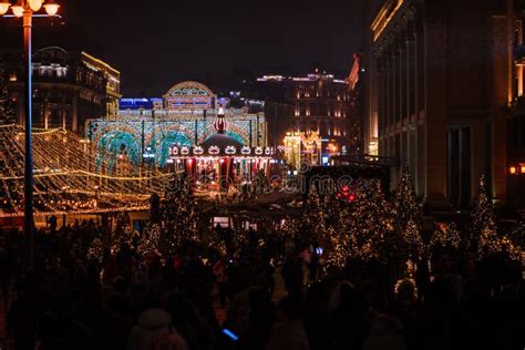 Festive Christmas Illumination And Decorations On Streets December